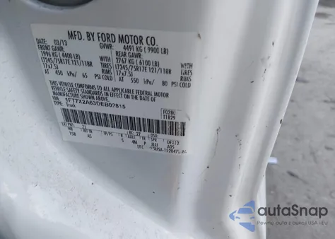 2013 Ford F-250 Xl из США, поврежденный, VIN 1FT7X2A63DEB02815